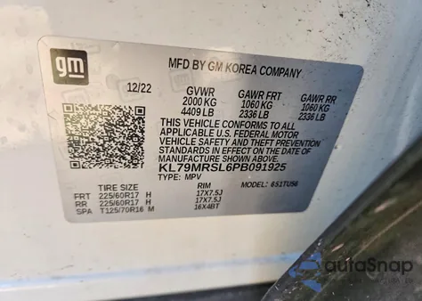 2023 Chevrolet Trailblazer Lt from USA, damaged, VIN KL79MRSL6PB091925